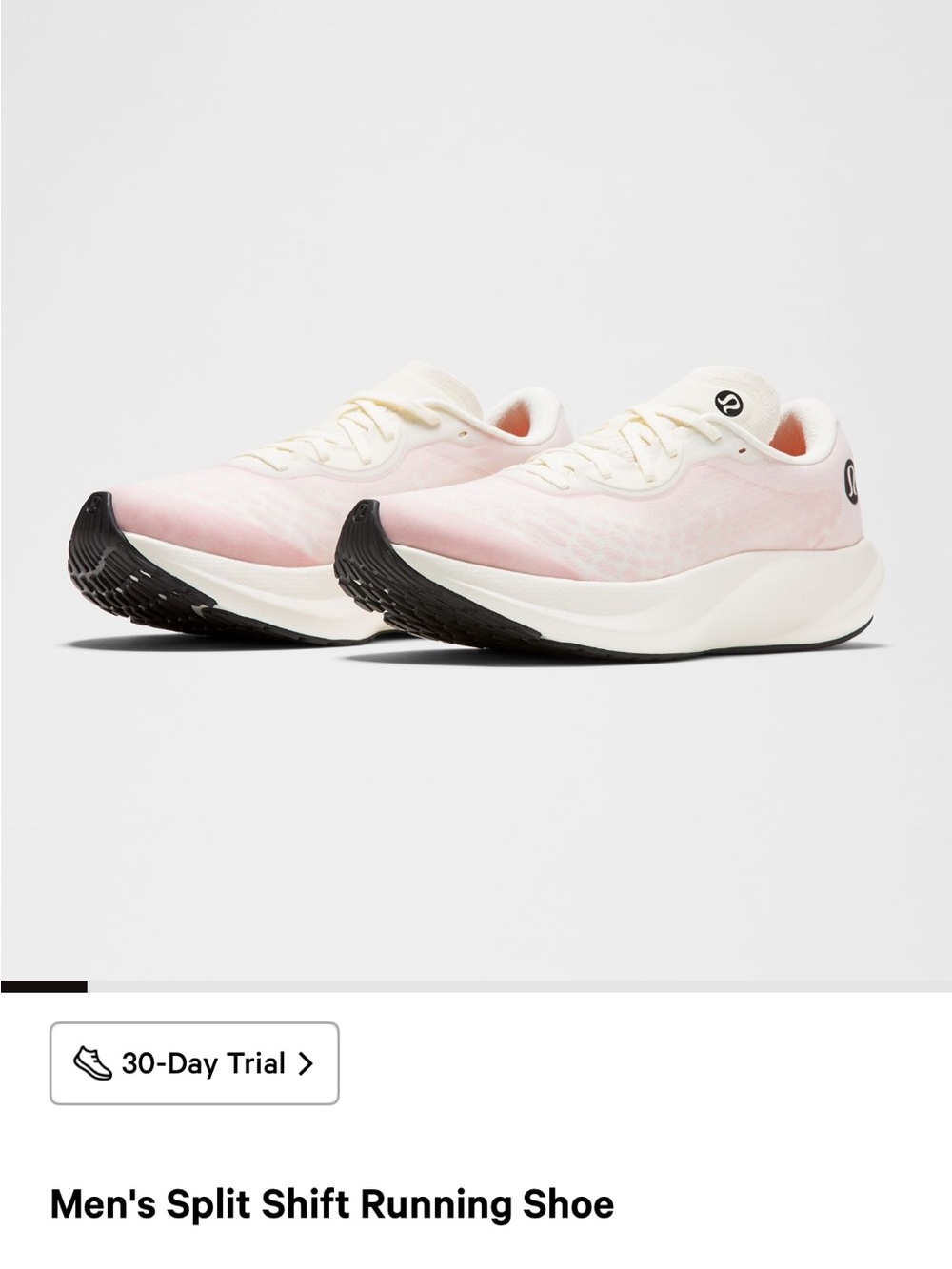 lululemon Men’s Split Shift Running Shoe - cherry Ember/White NEW WITHOUT BOX